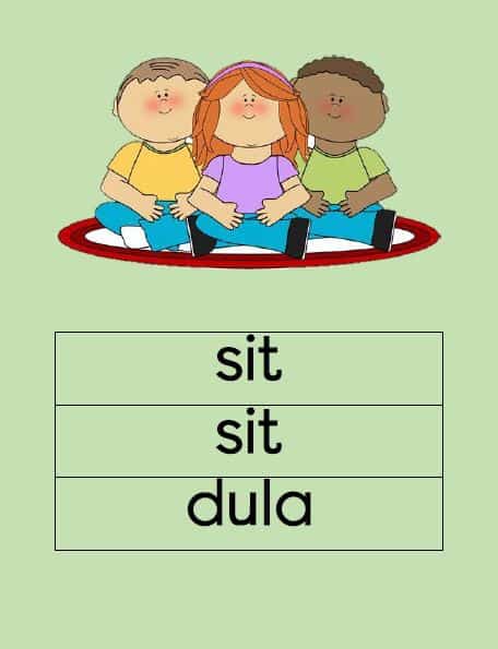 Afrikaans Aksie woorde Eng/Sesotho Muurkaarte