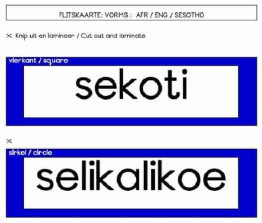 SESOTHO Flitskaarte VORMS